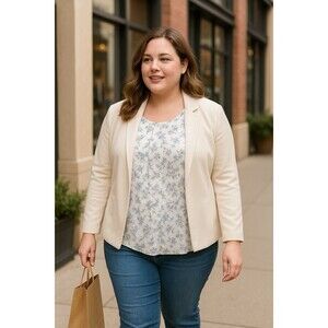 Iwollence Cream Blue Floral Shirt Cottagecore Flowy Layer Sleeveless Top L